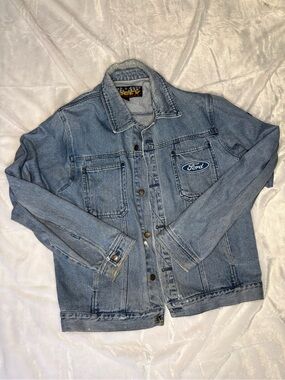 Vintage 90s Essex Ford Racing Distressed Denim Jacket Men’s XL